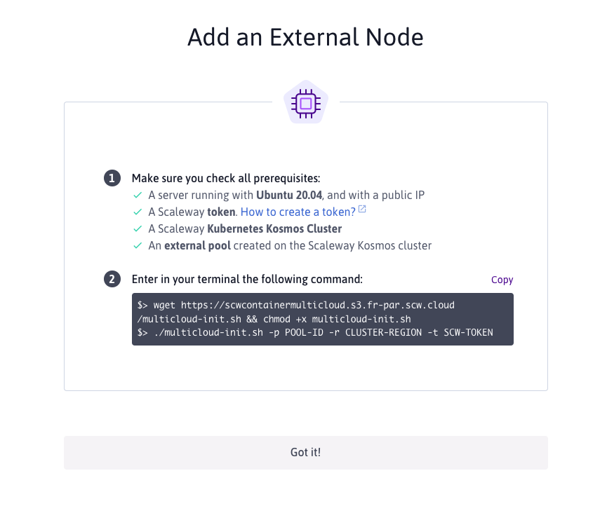 Instructions on adding an external node