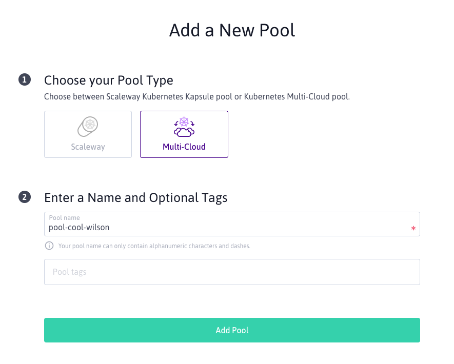 Adding a new multi-cloud node pool