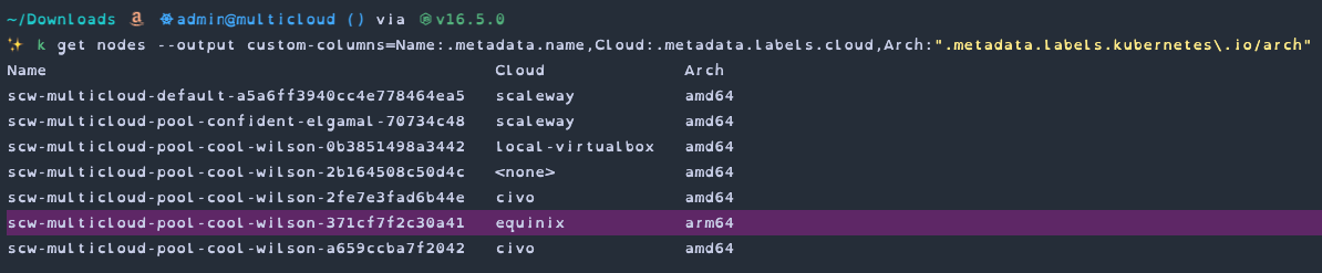 Kubectl showing an ARM based node