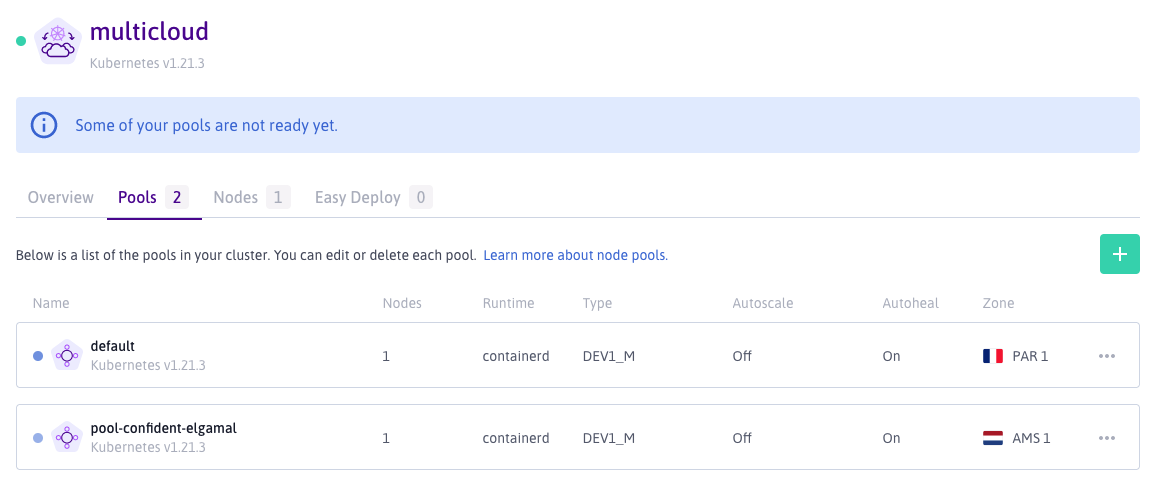 Node pools in two different regions